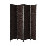 Oikiture 4 Panel Room Divider Privacy Screen Brown - Image 4