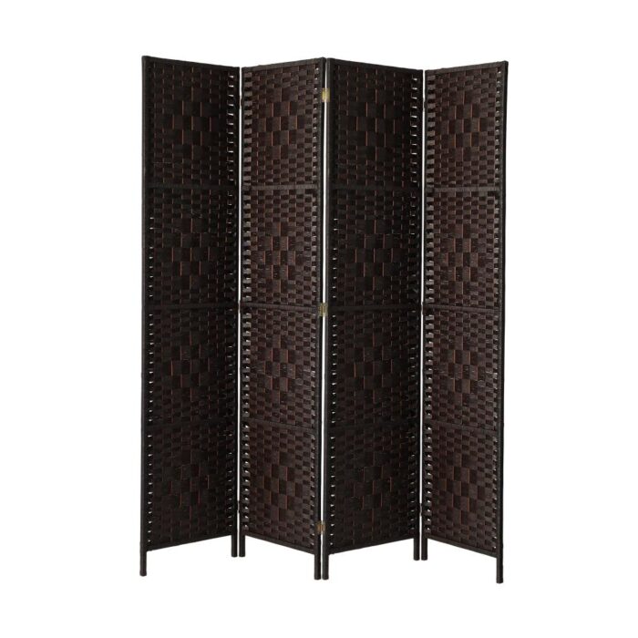 Oikiture 4 Panel Room Divider Privacy Screen Brown - Image 4