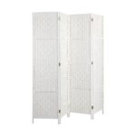 Oikiture 4 Panel Room Divider Privacy Screen White
