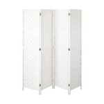 Oikiture 4 Panel Room Divider Privacy Screen White - Image 6