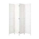 Oikiture 4 Panel Room Divider Privacy Screen White - Image 3