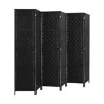 Oikiture 6 Panel Room Divider Privacy Screen Black