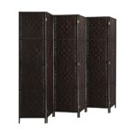 Oikiture 6 Panel Room Divider Privacy Screen Brown