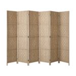 Oikiture 6 Panel Room Divider Privacy Screen Wood - Image 4