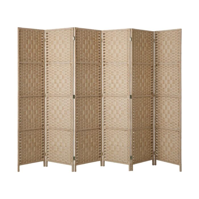 Oikiture 6 Panel Room Divider Privacy Screen Wood - Image 4