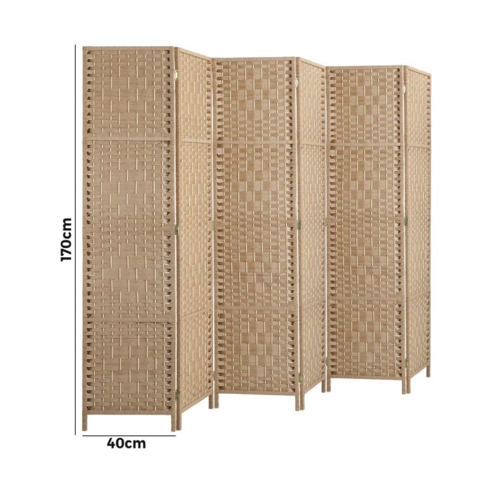 Oikiture 6 Panel Room Divider Privacy Screen Wood - Image 5