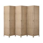 Oikiture 6 Panel Room Divider Privacy Screen Wood - Image 2