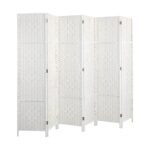 Oikiture 6 Panel Room Divider Privacy Screen White