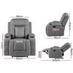 Artiss Recliner Chair Electric Massage Chair Fabric Lounge Sofa Heated Grey - Image 2