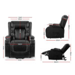 Artiss Luxury Recliner Chair with Heated Massage and Lift Assist (Black) - Image 2