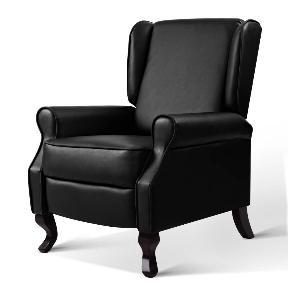 RECLINER-A6-BK-00 Artiss Recliner Armchair Black Faux Leather Domini - Image 1