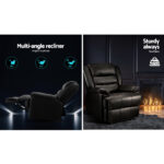 Artiss Recliner Chair Leather Black Cissy - Image 4