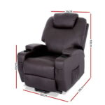 Artiss Electric Recliner Lift Chair Massage Armchair Heating PU Leather Brown - Image 2