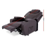 Artiss Electric Recliner Lift Chair Massage Armchair Heating PU Leather Brown - Image 3