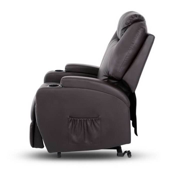 Artiss Electric Recliner Lift Chair Massage Armchair Heating PU Leather Brown - Image 4