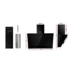 Devanti 900mm Range Hood 90cm Rangehood Glass Black - Image 2
