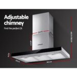 Devanti 900mm Range Hood 90cm Rangehood Glass Stainless Steel - Image 2