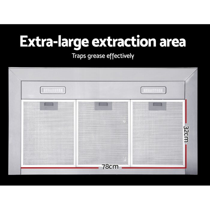 Devanti 900mm Range Hood 90cm Rangehood Glass Stainless Steel - Image 4