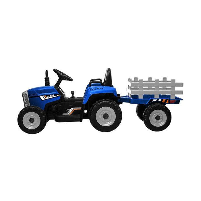 Mazam Kids Ride On Tractor 12V with Trailer Blue - Image 6