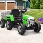 Mazam Kids Ride On Tractor 12V with Trailer Green - Image 4