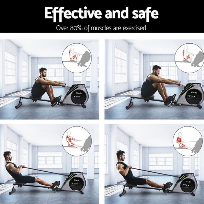 Everfit Rowing Machine Rower Elastic Rope Resistance Fitness Home Cardio Silver - Image 4