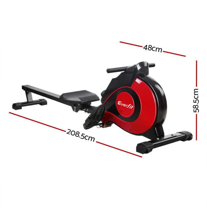 Everfit Rowing Machine Rower Magnetic Resistance Exercise Gym Home Cardio Red - Image 2