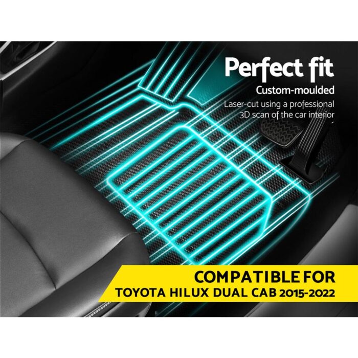 Weisshorn Car Rubber Floor Mats Compatible For Toyota Hilux Dual Cab 2015-2022 - Image 4