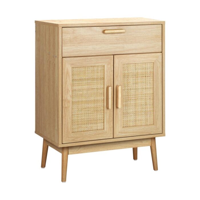 Oikiture Sideboard Rattan Hallyway Table Wood - Image 6