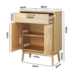 Oikiture Sideboard Rattan Hallyway Table Wood - Image 4