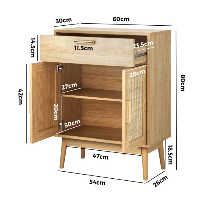 Oikiture Sideboard Rattan Hallyway Table Wood - Image 4