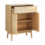 Oikiture Sideboard Rattan Hallyway Table Wood - Image 2