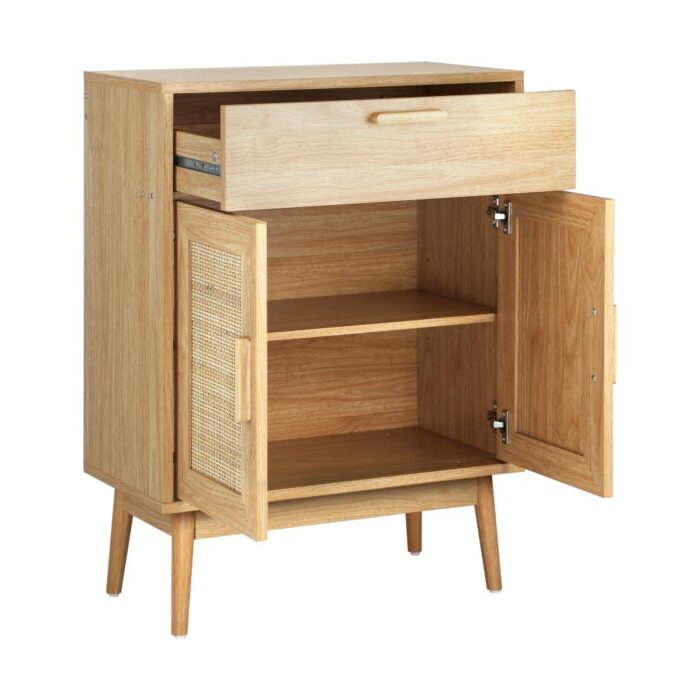 Oikiture Sideboard Rattan Hallyway Table Wood - Image 2