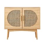 Oikiture Rattan Sideboard Hallway Shelf Wood - Image 3