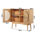 Oikiture Rattan Sideboard Hallway Shelf Wood - Image 6