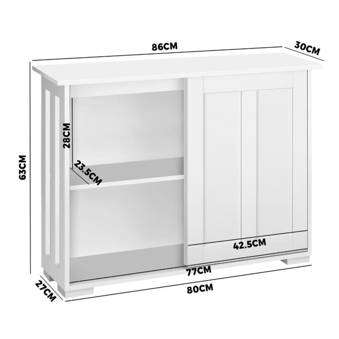 Oikiture Sideboard with Sliding Doors White - Image 4