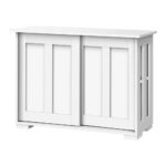 Oikiture Sideboard with Sliding Doors White - Image 7