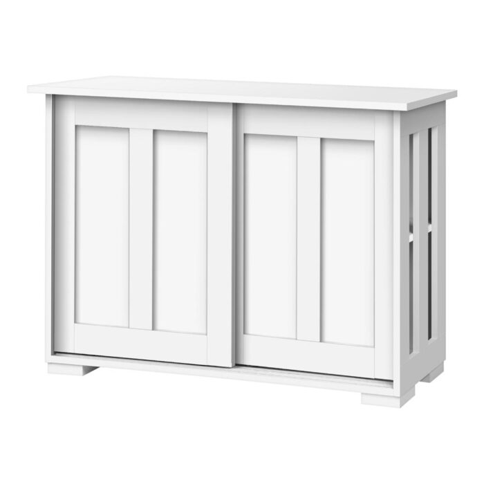 Oikiture Sideboard with Sliding Doors White - Image 7