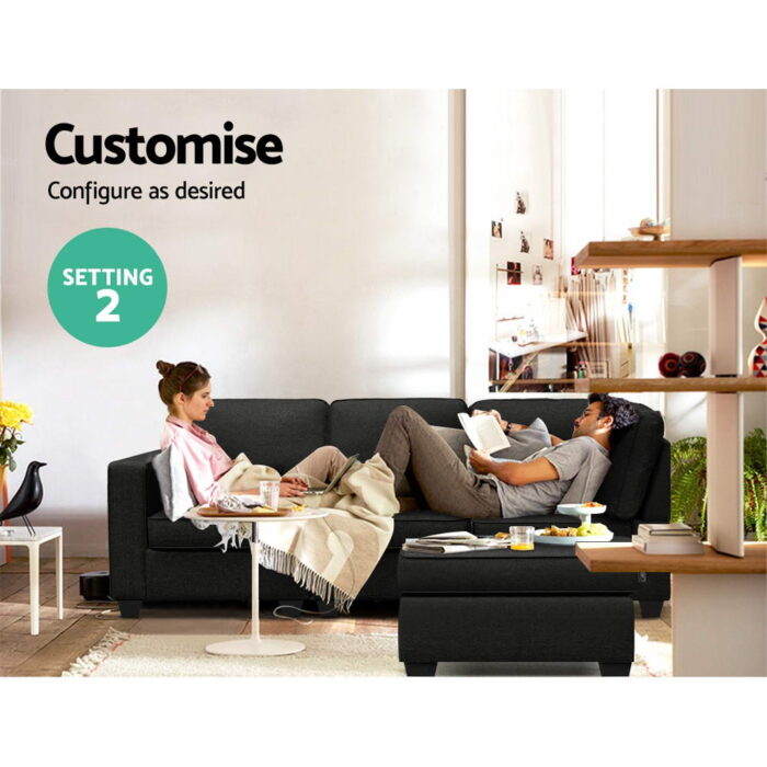 Artiss Modular Sofa Set 4-Seater for Versatile Comfort Dark Grey - Image 4