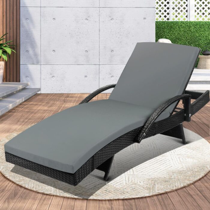 Livsip Outdoor Sun Lounger Waterproof Adjustable Black - Image 3