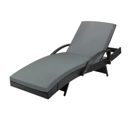 Livsip Outdoor Sun Lounger Waterproof Adjustable Black
