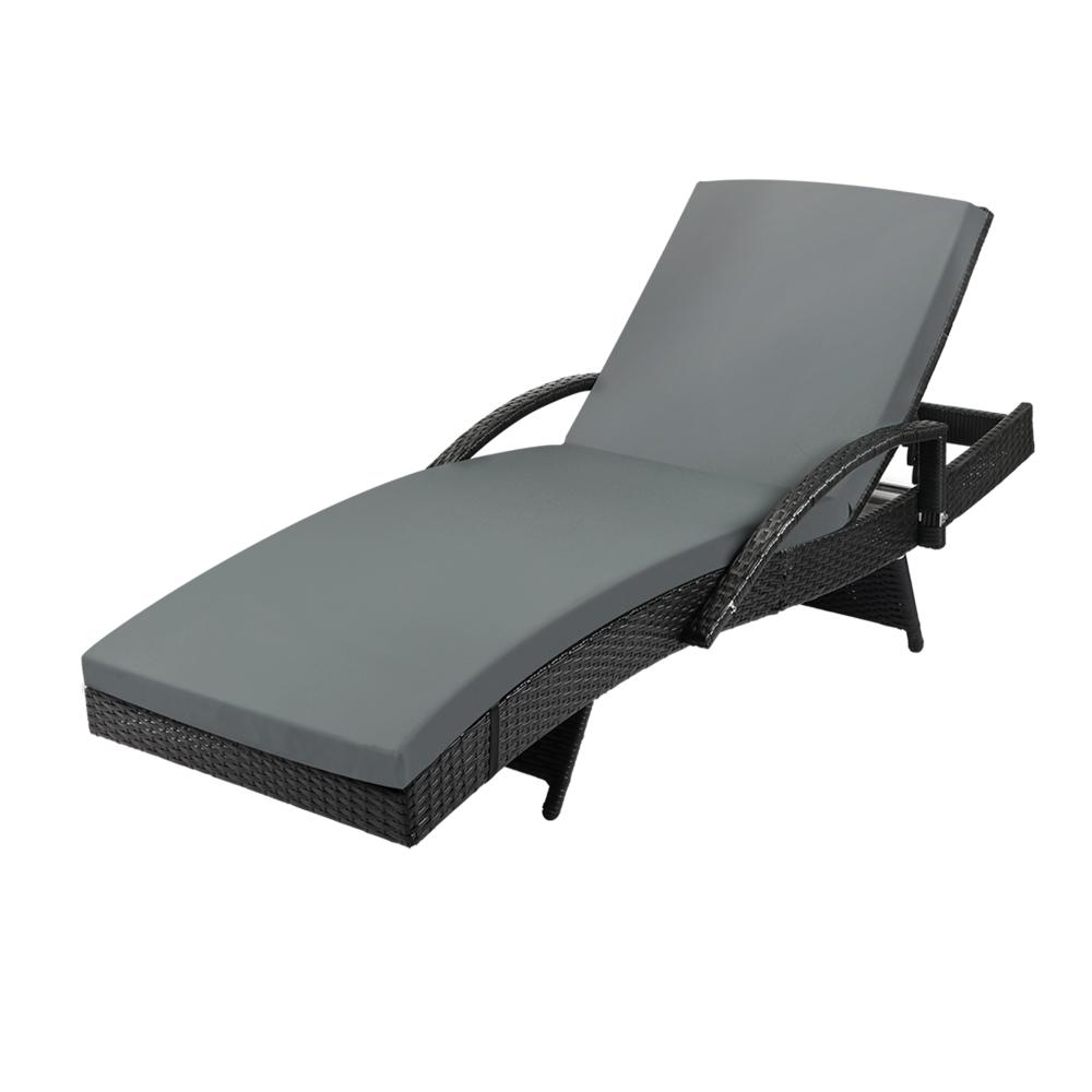 SL-B1-BK-01 Livsip Outdoor Sun Lounger Waterproof Adjustable Black - Image 1