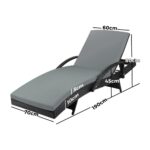 Livsip Outdoor Sun Lounger Waterproof Adjustable Black - Image 6
