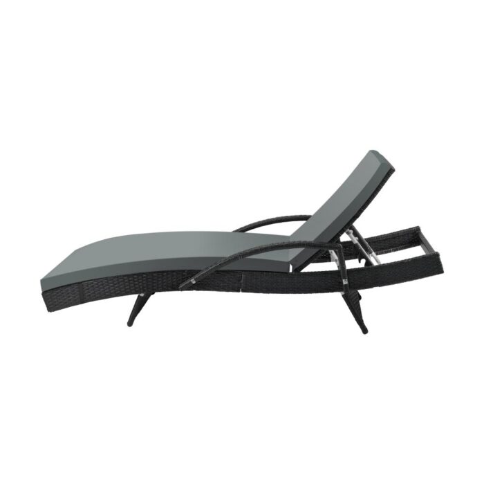Livsip Outdoor Sun Lounger Waterproof Adjustable Black - Image 4