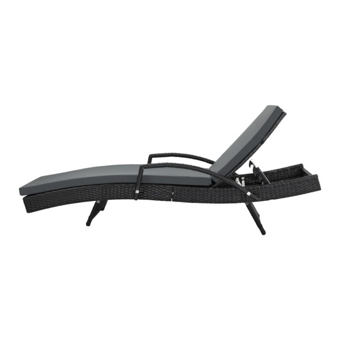 Livsip Outdoor Sun Lounger Waterproof Adjustable Black - Image 5