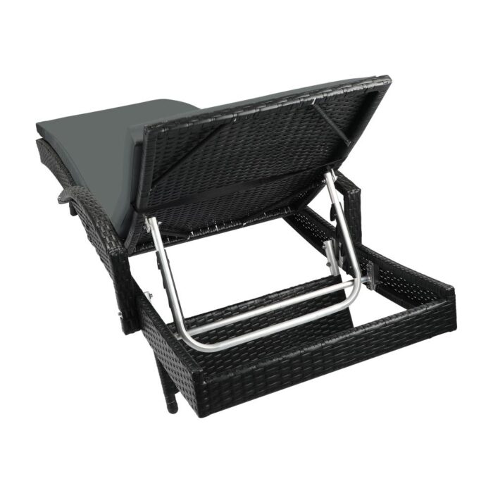 Livsip Outdoor Sun Lounger Waterproof Adjustable Black - Image 2