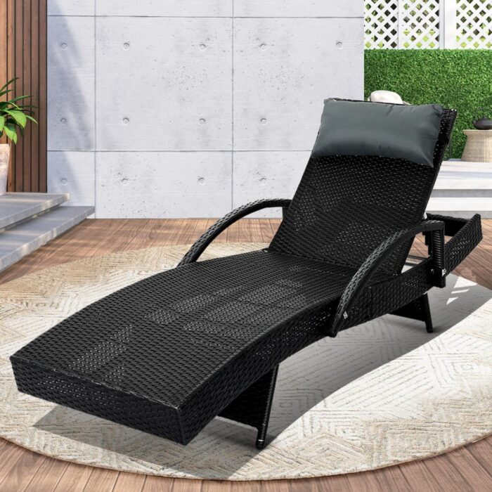 Livsip Sun Lounge Wicker Lounger Day Bed Outdoor Setting Patio Furniture Pool - Image 5