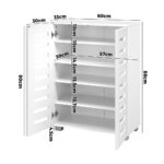 Oikiture Shoe Cabinet Slatted Doors 3 Adjustable Shelves White - Image 6