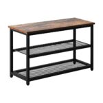 Oikiture Shoe Storage Bench with 2-Tier Mesh Shelf