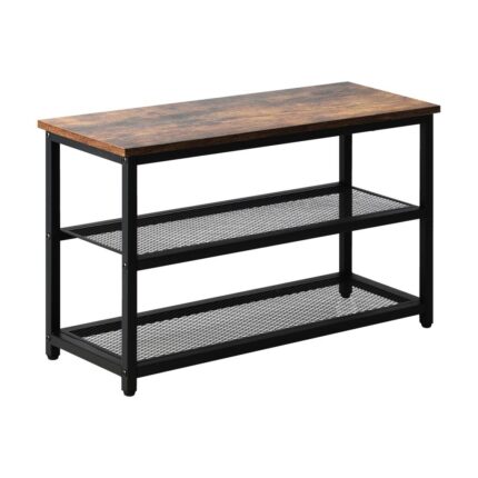 Oikiture Shoe Storage Bench with 2-Tier Mesh Shelf