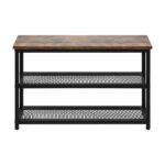 Oikiture Shoe Storage Bench with 2-Tier Mesh Shelf - Image 4